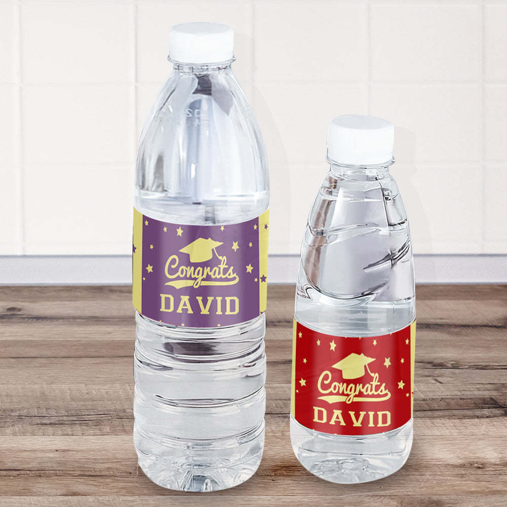 Personalized Class of 2025 Waterproof Graduation Water Bottle Labels Stickers with Name Set of 20 Gift for Graduates - MyJigsawPuzzleAu