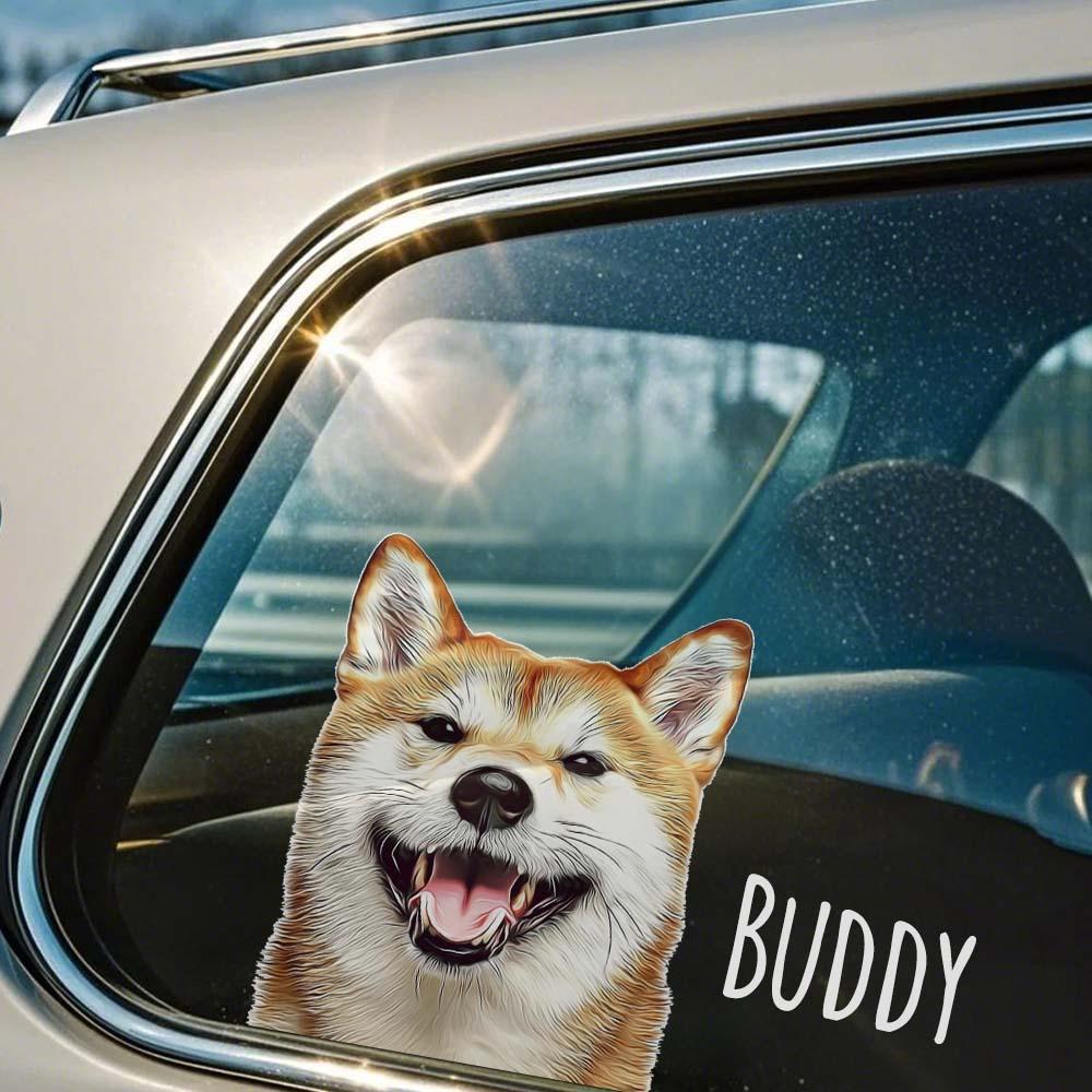Personalized Pet Portrait Car Decal Sticker Custom Cute & Funny Animal Design for Pet Lovers Weatherproof Window Decor for Cars Trucks & More - MyJigsawPuzzleAu