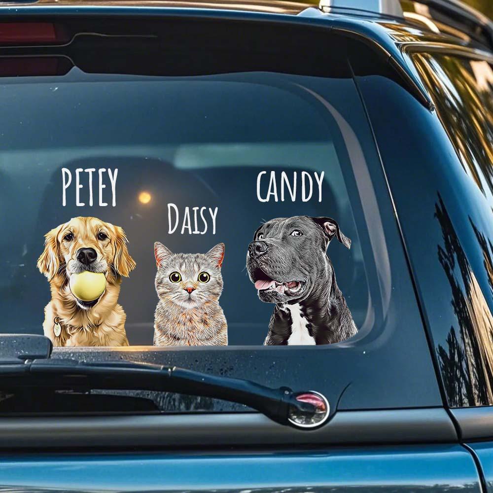 Personalized Pet Portrait Car Decal Sticker Custom Cute & Funny Animal Design for Pet Lovers Weatherproof Window Decor for Cars Trucks & More - MyJigsawPuzzleAu