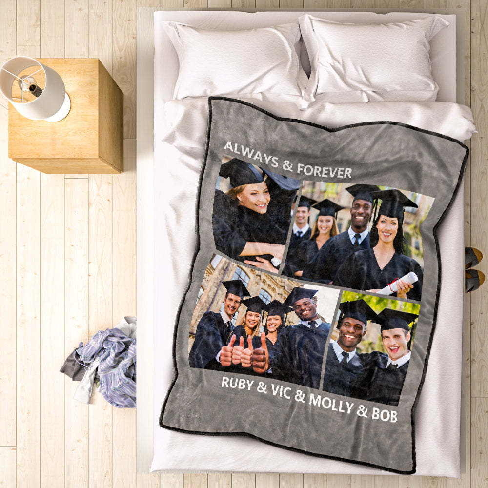 Custom Graduation Gift Blanket with Photos Personalized Photo Blankets Custom Collage Blankets with Multiple Photos - MyJigsawPuzzleAu