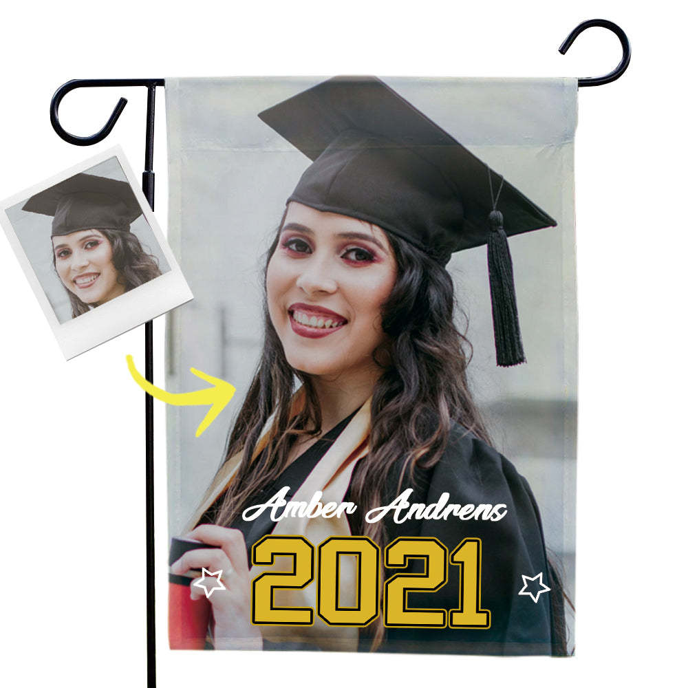 Graduation Gifts Custom Garden Flag Outdoor Graduation Photo With Your Name (12.5in x 18in) - MyJigsawPuzzleAu