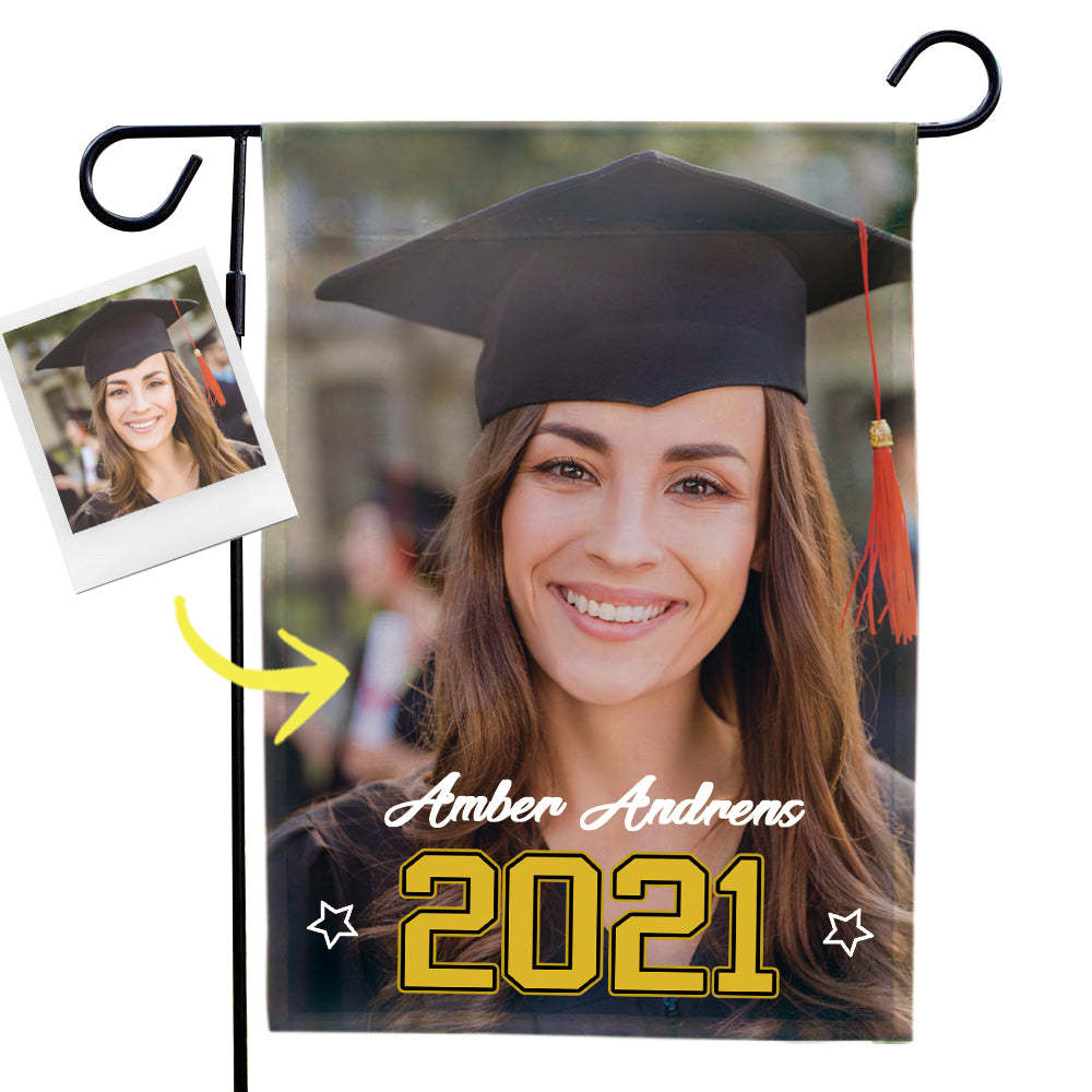Custom Garden Flag Outdoor Graduation Photo With Your Name Happy Graduation 2021 (12.5in x 18in) - MyJigsawPuzzleAu