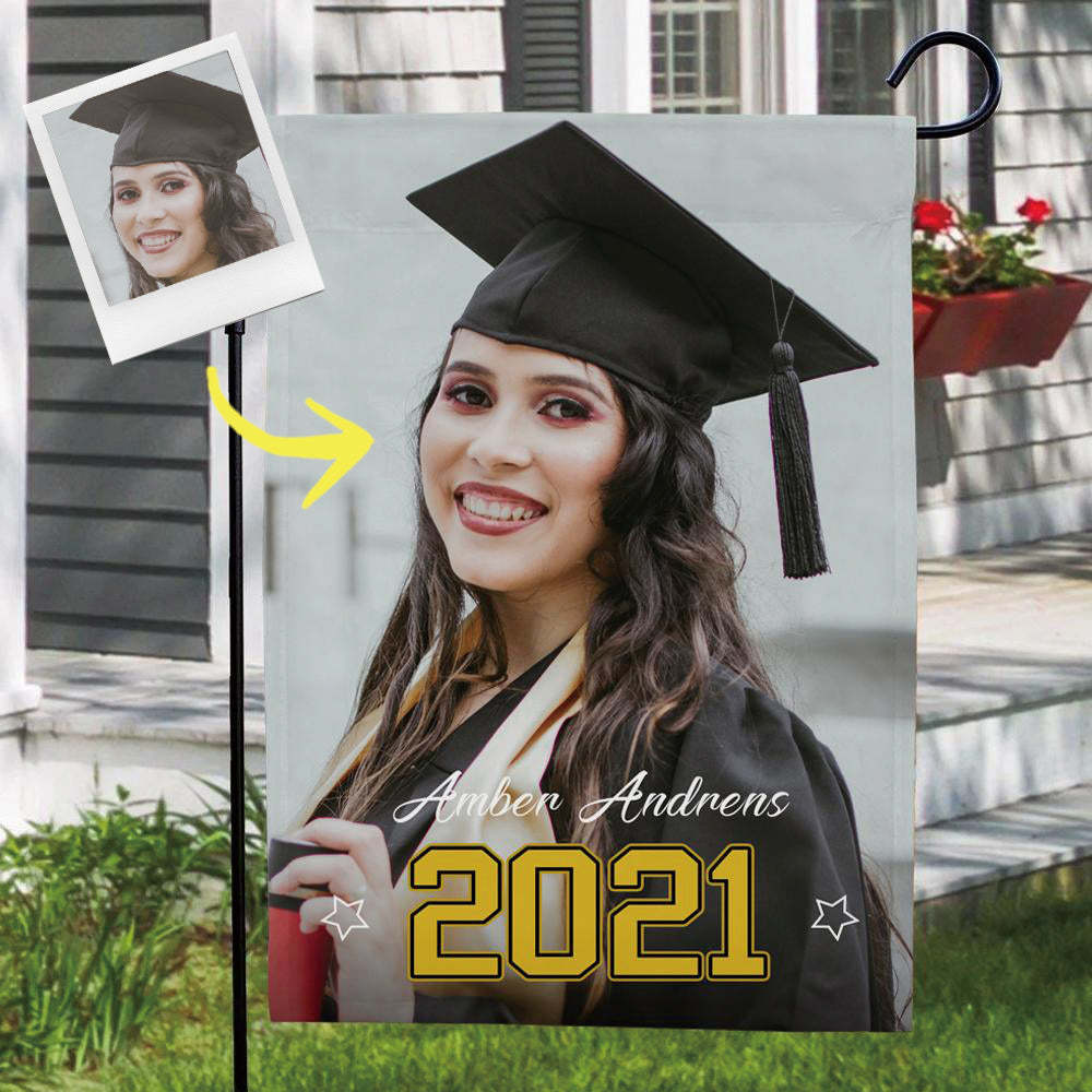 Graduation Gifts Custom Garden Flag Outdoor Graduation Photo With Your Name (12.5in x 18in) - MyJigsawPuzzleAu