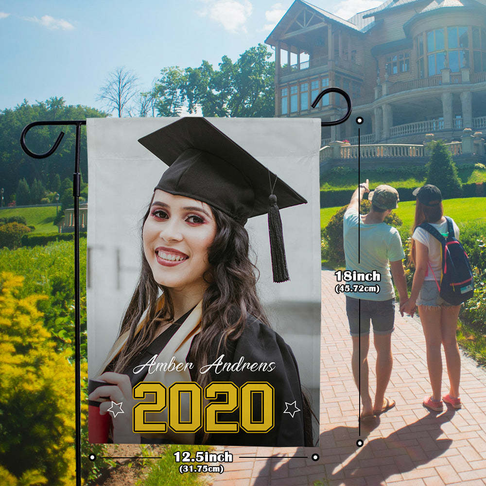 Graduation Gifts Custom Garden Flag Outdoor Graduation Photo With Your Name (12.5in x 18in) - MyJigsawPuzzleAu