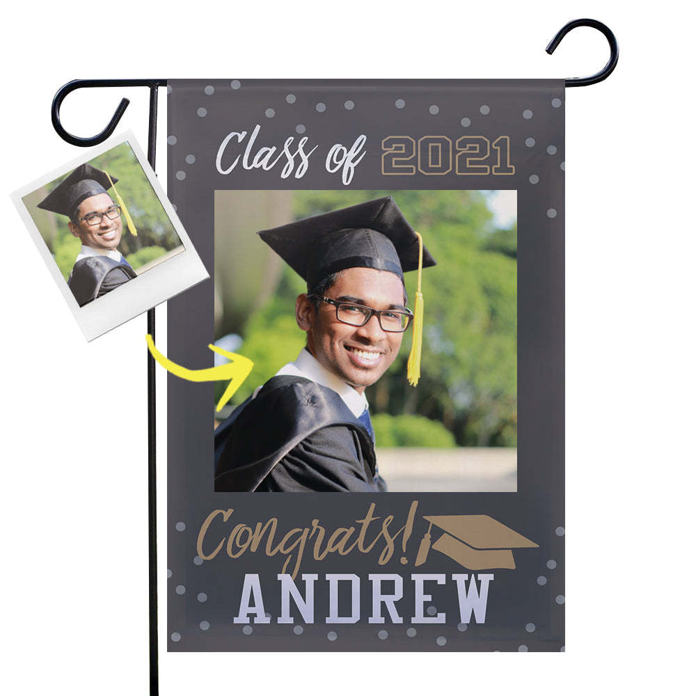 Graduation Decorations 2021 Custom Garden Flags Outdoor Graduation Photo With Your Name (12.5in x 18in) - MyJigsawPuzzleAu