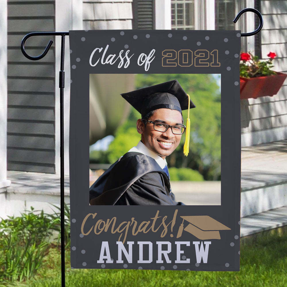 Graduation Decorations 2021 Custom Garden Flags Outdoor Graduation Photo With Your Name (12.5in x 18in) - MyJigsawPuzzleAu