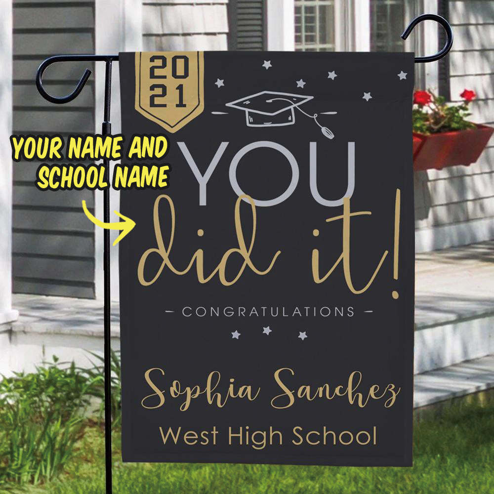 Personalized Graduation Flag With Picture Custom Outdoor Your Name And School Name Graduation Gifts (12.5in x 18in) - MyJigsawPuzzleAu