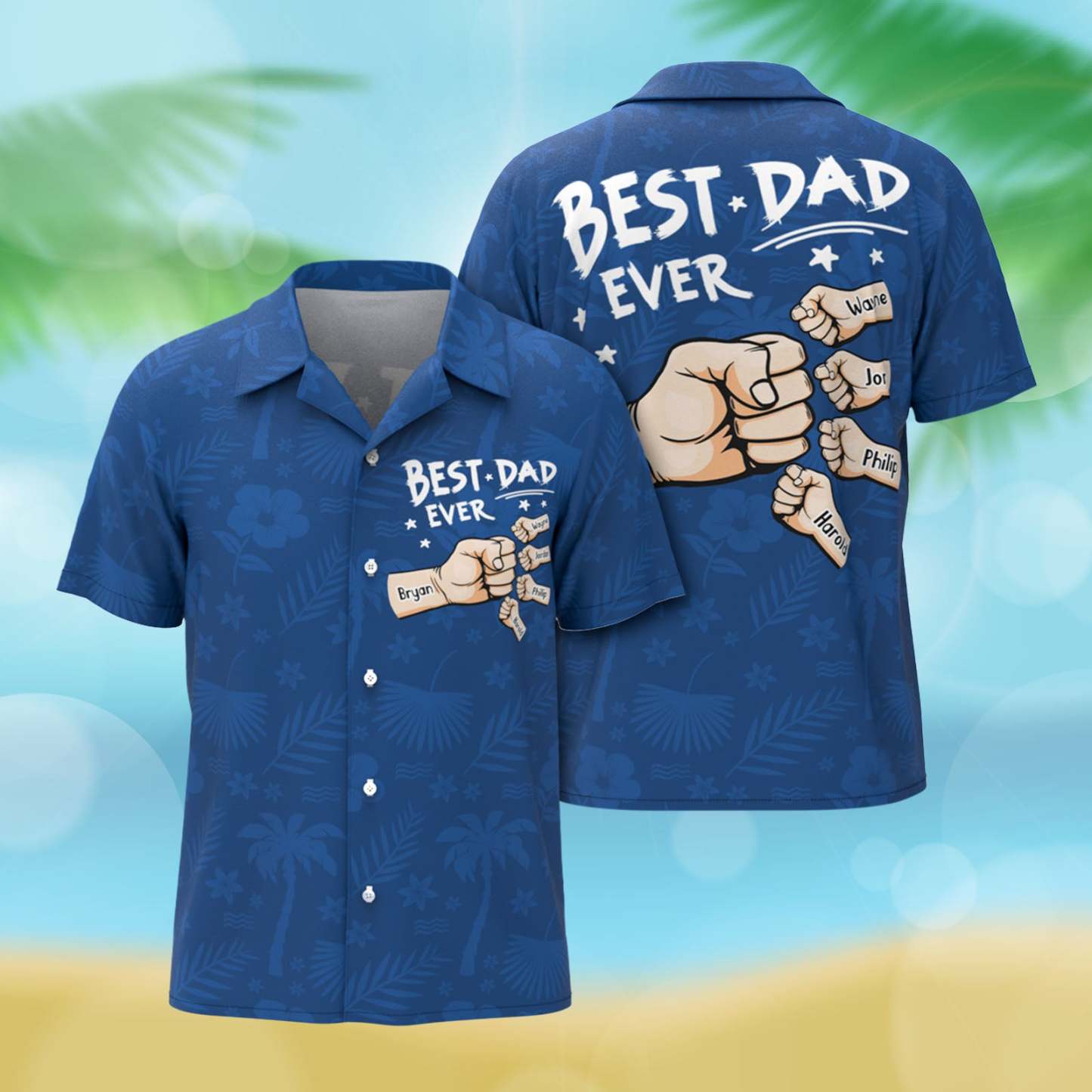 Custom Fists Hawaiian Aloha Shirt Gift Custom Button-down Shirt Gift For Dad - MyJigsawPuzzleAu