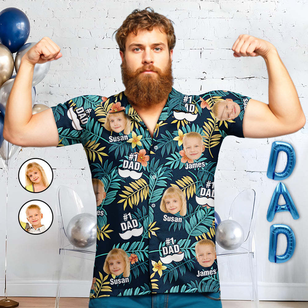 Custom Hawaiian Shirts Father's Day Button-Up Shirts with 1-3 Photos - MyJigsawPuzzleAu