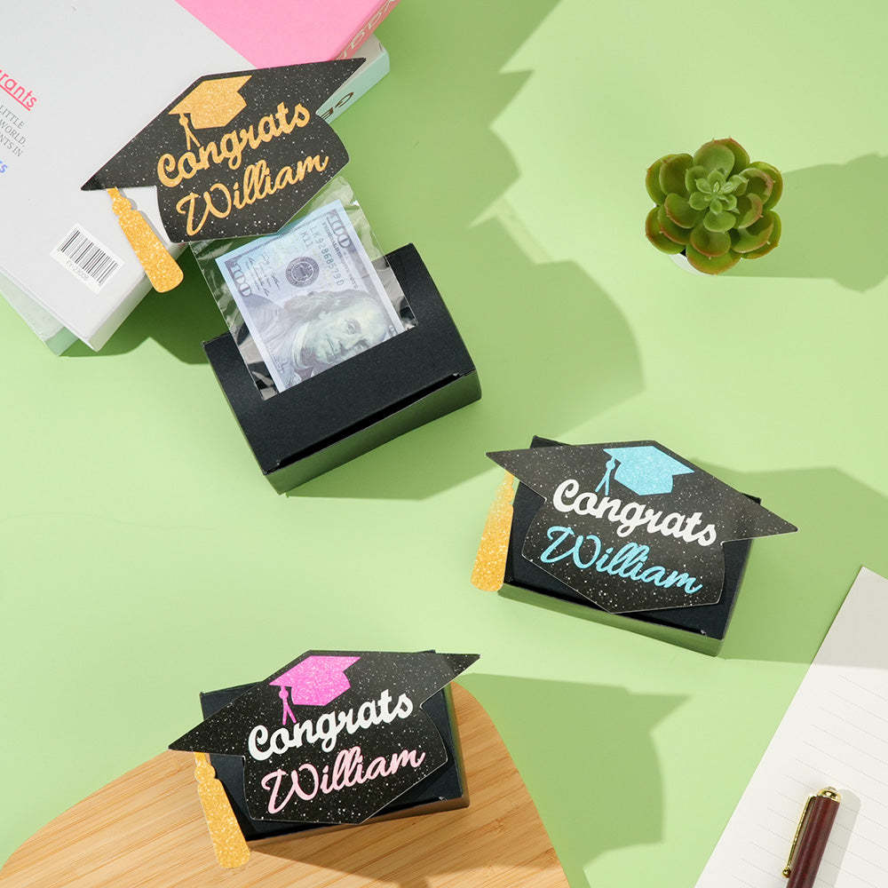 Personalized Graduation Cap Pull Out Money Gift Box Money Holder with 30pcs Transparent Bags Gift for Graduates - MyJigsawPuzzleAu