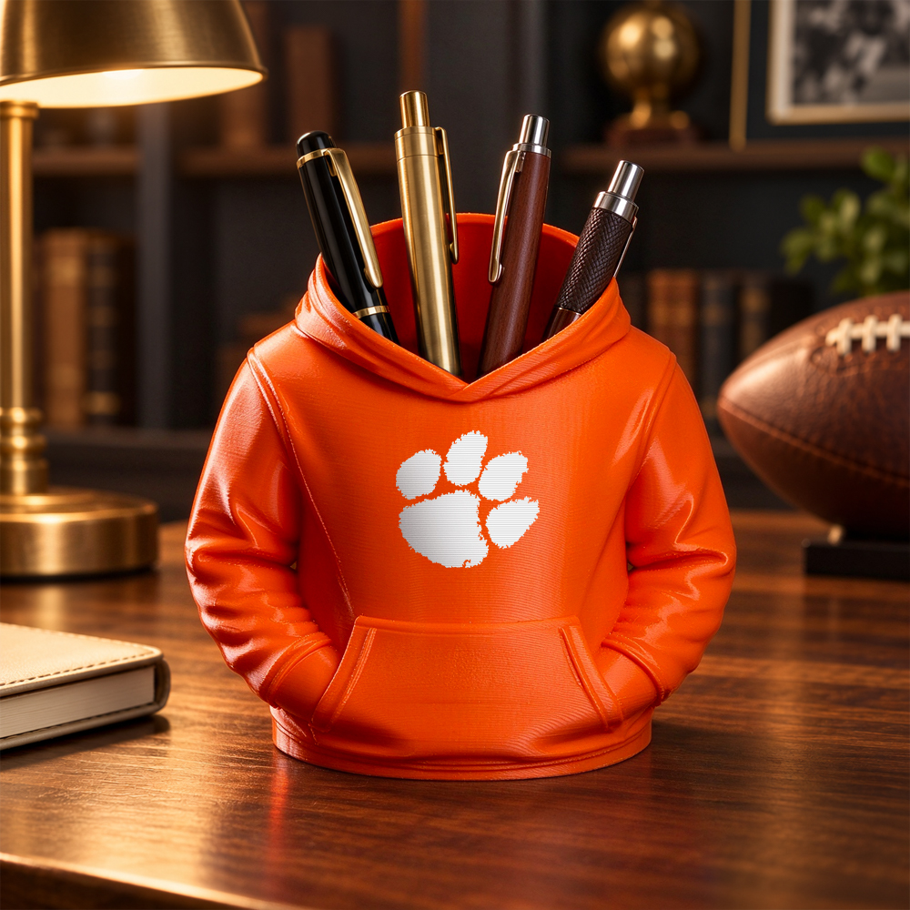 College Hoodie Desk Organizer, Pen Pencil and Utensil Holder, 3D Printed College Football Office and Kitchen Decor, Fan Gift - MyJigsawPuzzleAu
