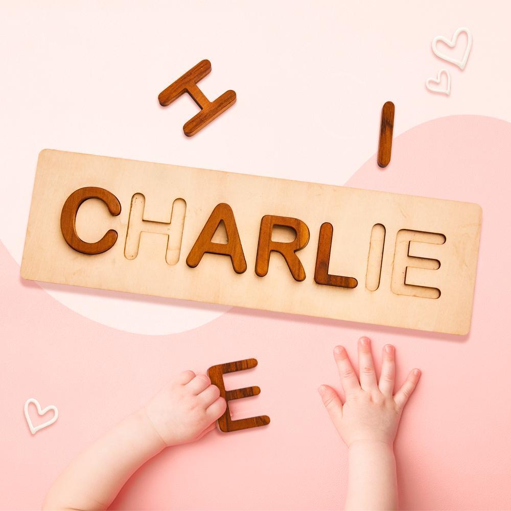 Personalised Wooden Name Puzzle Toddler Toy Custom Name Puzzle 1st Birthday Gift Light (Small Size)