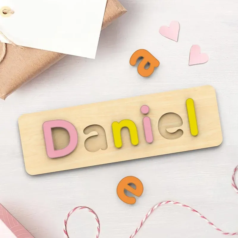 Personalised Name Puzzles Custom Wooden Jigsaw Learning Gifts for Toddlers