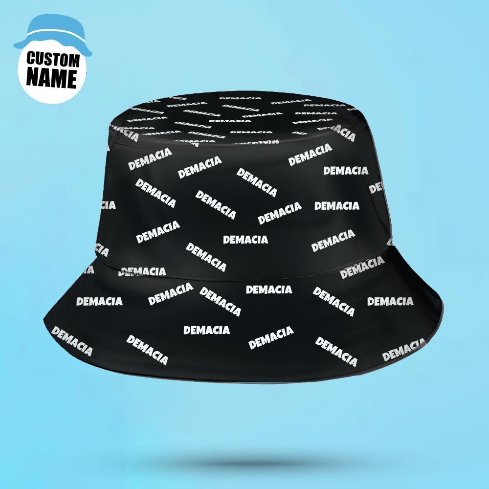 Personalised Bucket Hat Custom Wide Brim Outdoor Summer Cap Hiking Unisex Bucket Hat with Name Gifts for Lover Black