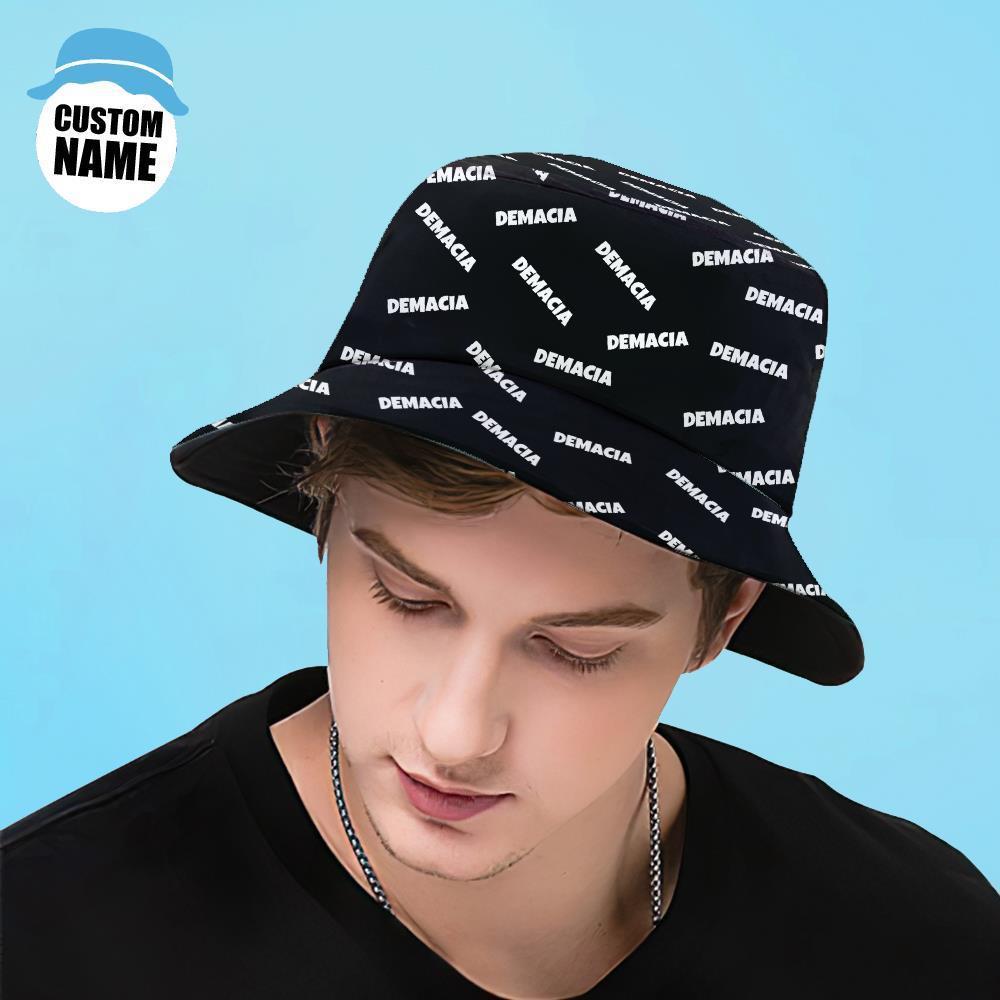 Personalised Bucket Hat Custom Wide Brim Outdoor Summer Cap Hiking Unisex Bucket Hat with Name Gifts for Lover Black