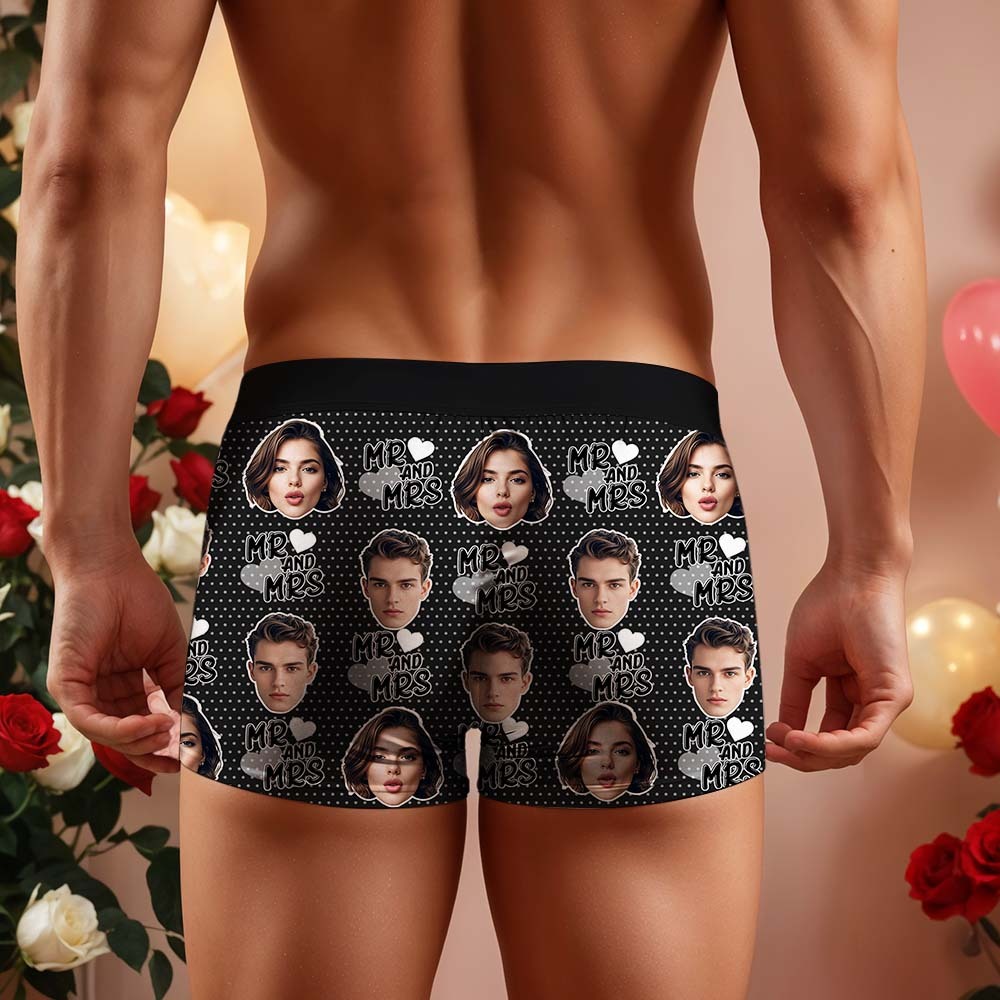 Custom Mr & Mrs Boxers Face Boxers Popular Boxer Shorts Men's Underwear Valentine's Day Gifts - MyJigsawPuzzleAu