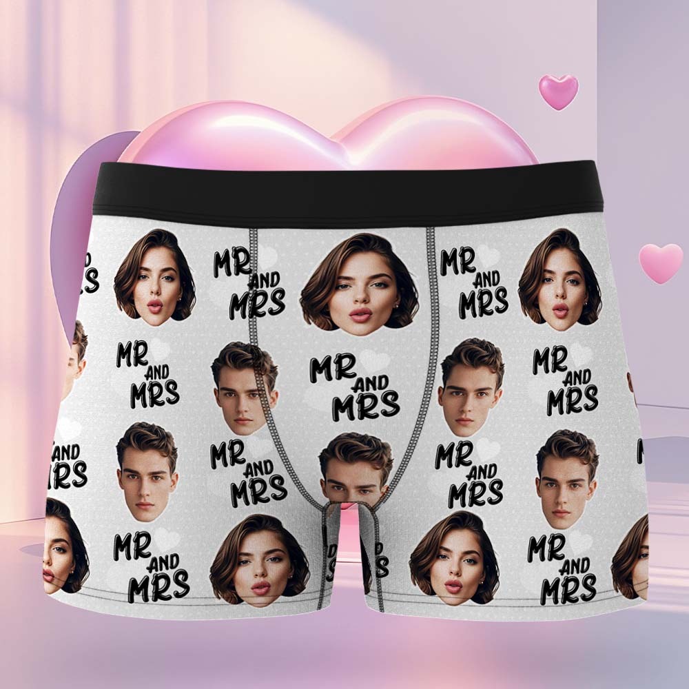 Custom Mr & Mrs Boxers Face Boxers Popular Boxer Shorts Men's Underwear Valentine's Day Gifts - MyJigsawPuzzleAu