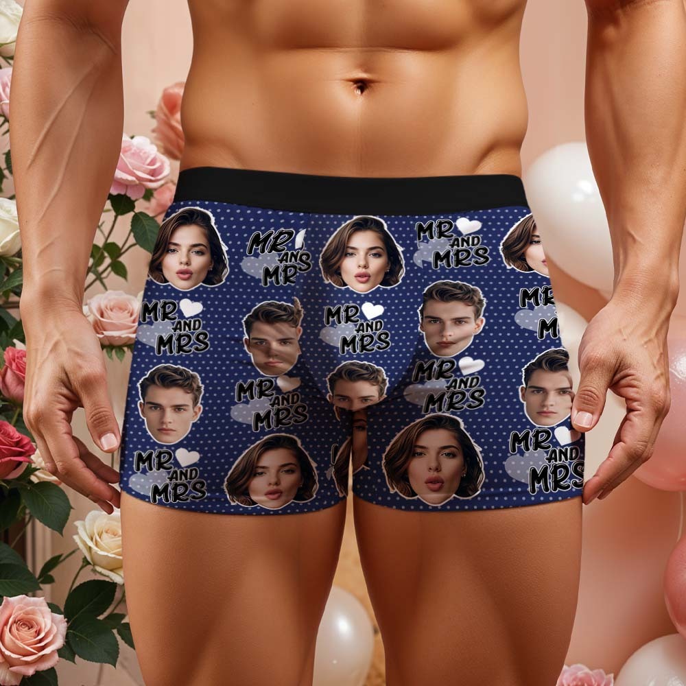 Custom Mr & Mrs Boxers Face Boxers Popular Boxer Shorts Men's Underwear Valentine's Day Gifts - MyJigsawPuzzleAu