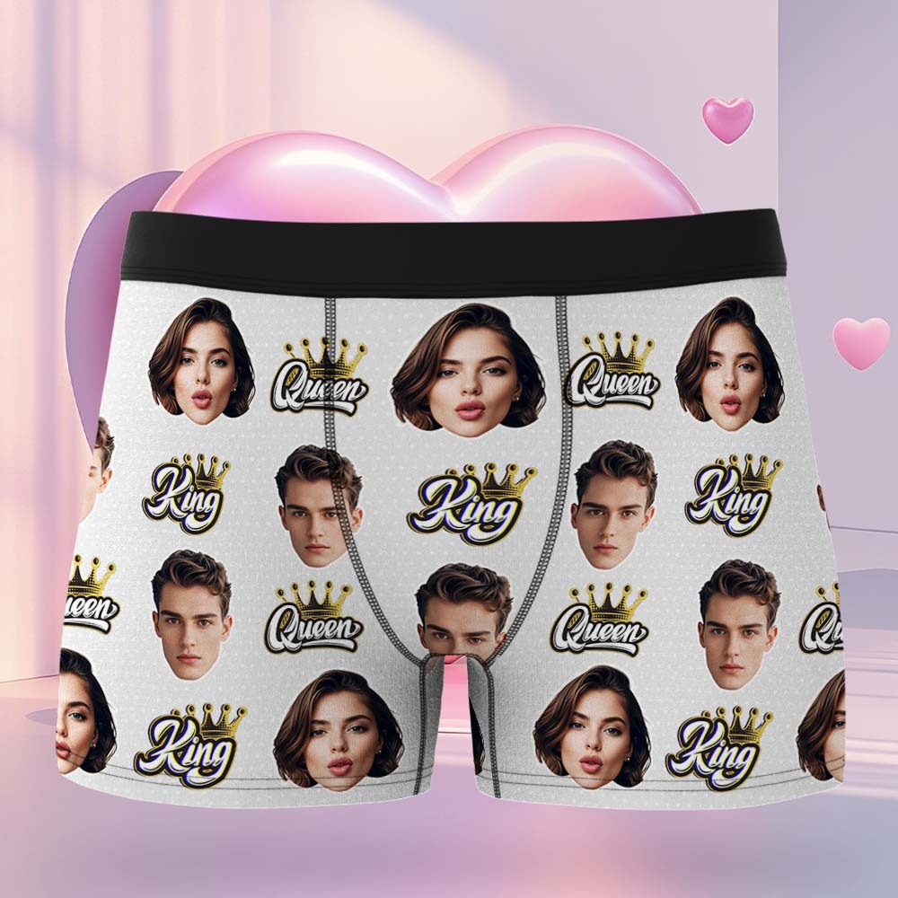Custom King & Queen Boxers Boxers Face Boxers Popular Boxer Shorts Men's Underwear Valentine's Day Gifts - MyJigsawPuzzleAu