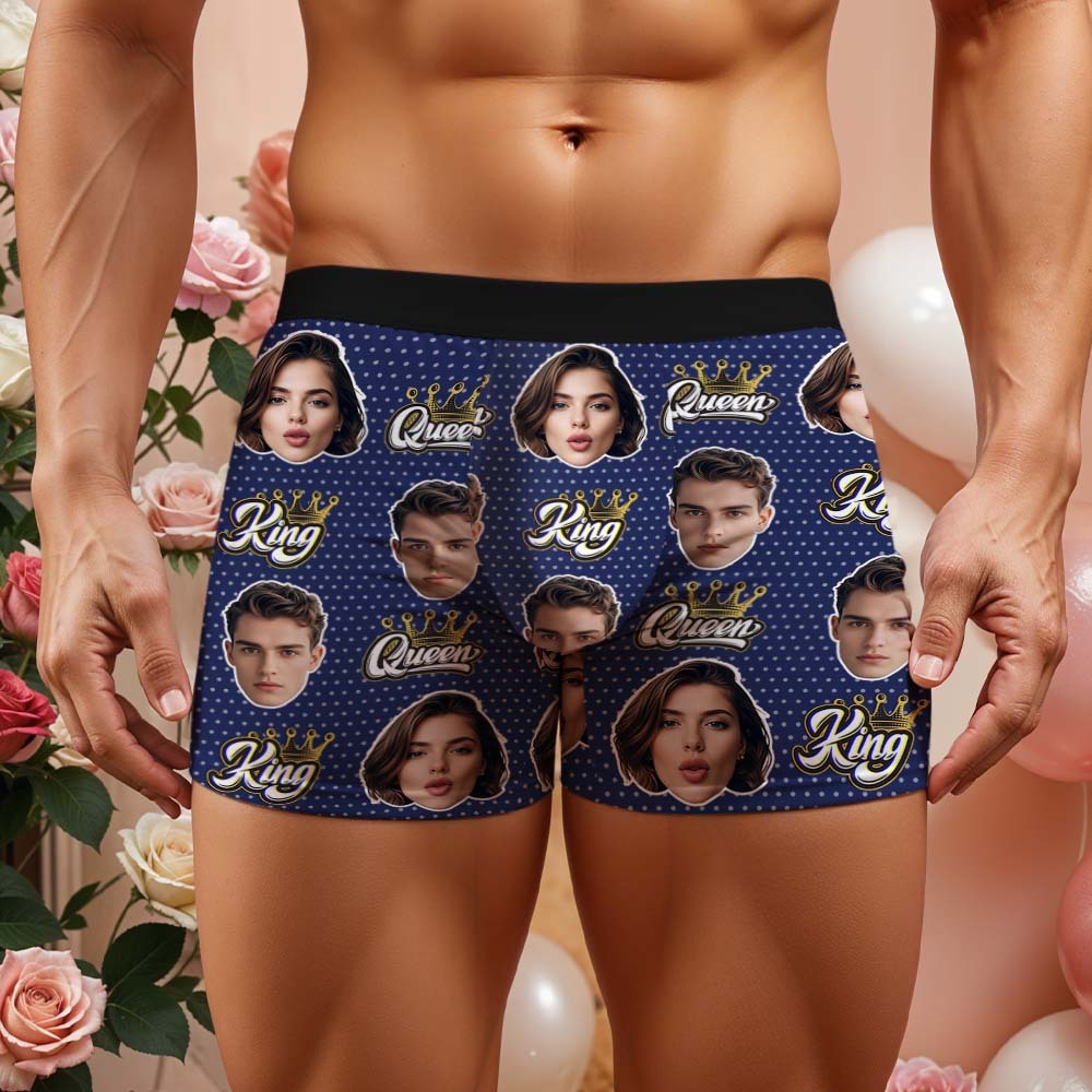 Custom King & Queen Boxers Boxers Face Boxers Popular Boxer Shorts Men's Underwear Valentine's Day Gifts - MyJigsawPuzzleAu