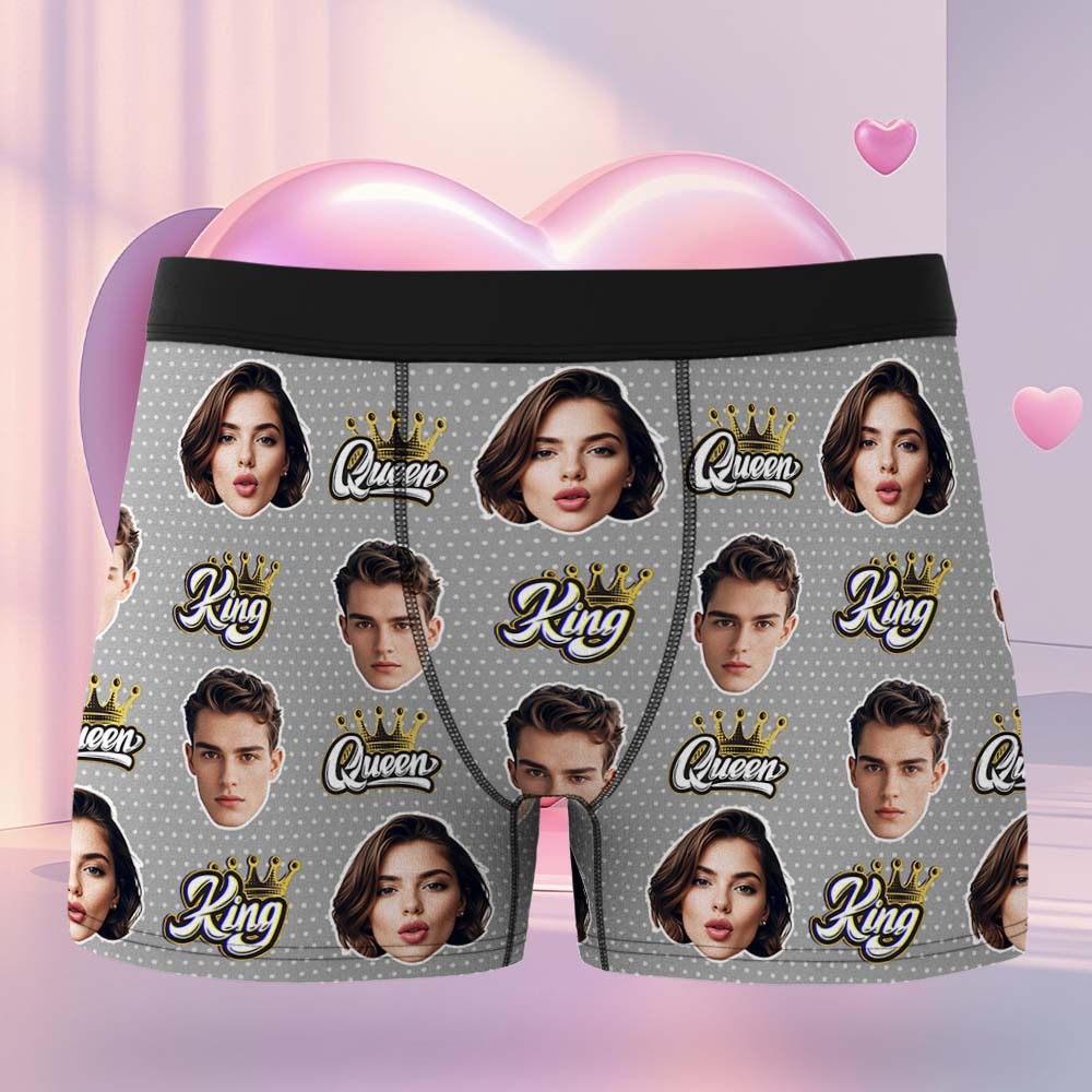 Custom King & Queen Boxers Boxers Face Boxers Popular Boxer Shorts Men's Underwear Valentine's Day Gifts - MyJigsawPuzzleAu