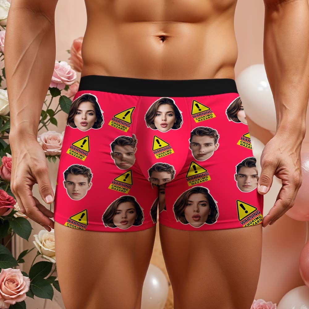 Custom Choking Hazard Boxers Face Boxers Popular Boxer Shorts Men's Underwear Valentine's Day Gifts - MyJigsawPuzzleAu