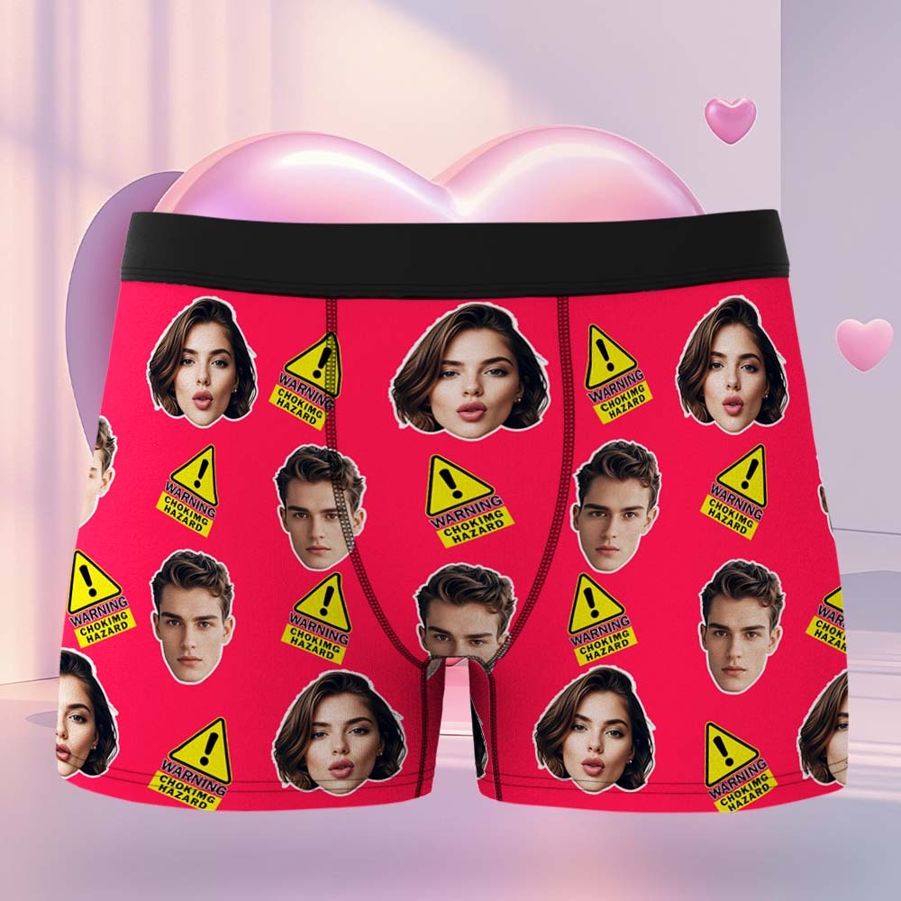 Custom Choking Hazard Boxers Face Boxers Popular Boxer Shorts Men's Underwear Valentine's Day Gifts - MyJigsawPuzzleAu