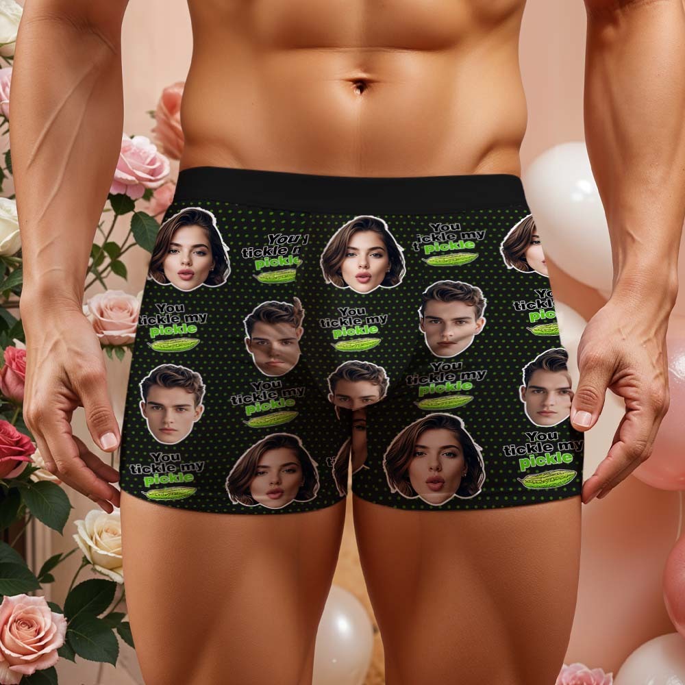 Custom Boxers Face Boxers Personalized You Tickle My Pickle Boxers Shorts Men's Underwear Valentine's Day Gifts - MyJigsawPuzzleAu