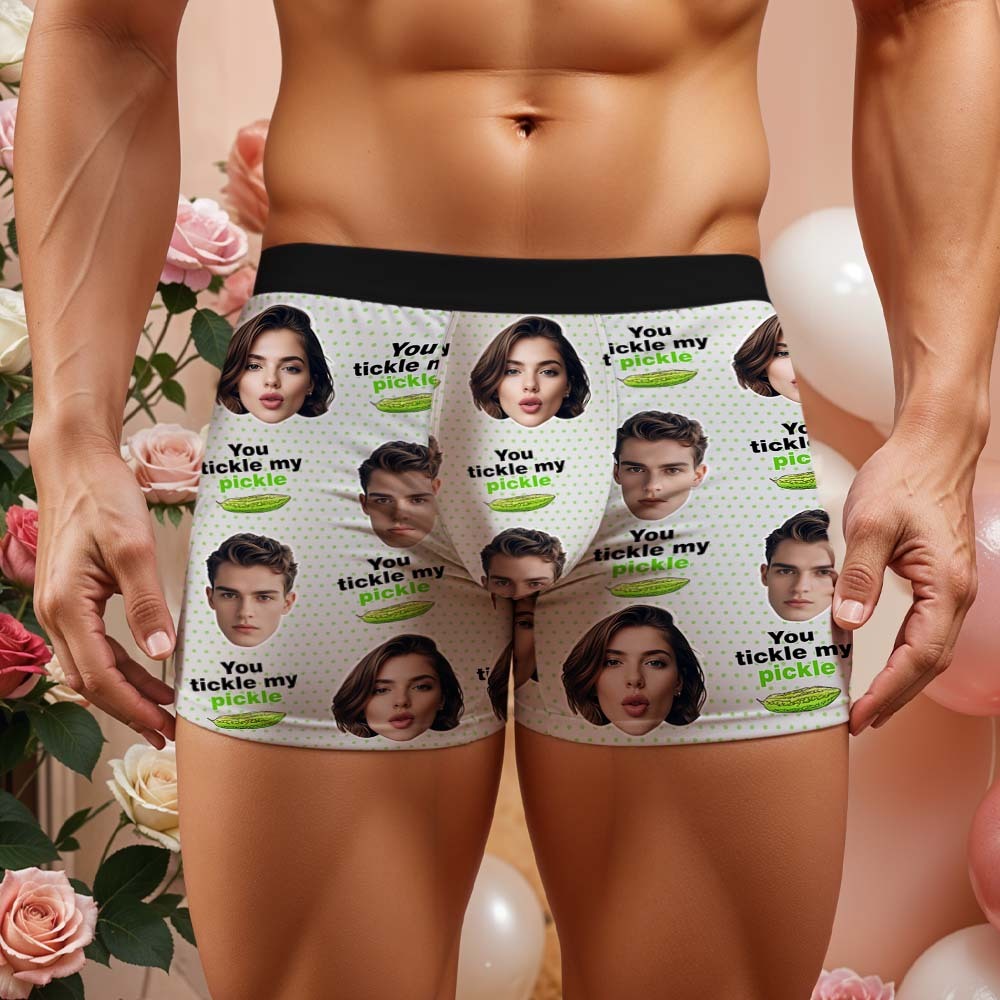 Custom Boxers Face Boxers Personalized You Tickle My Pickle Boxers Shorts Men's Underwear Valentine's Day Gifts - MyJigsawPuzzleAu