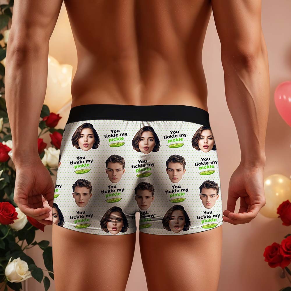 Custom Boxers Face Boxers Personalized You Tickle My Pickle Boxers Shorts Men's Underwear Valentine's Day Gifts - MyJigsawPuzzleAu
