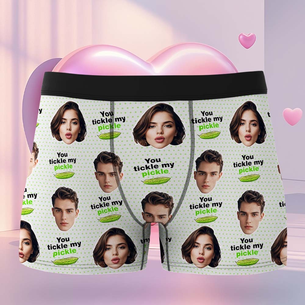 Custom Boxers Face Boxers Personalized You Tickle My Pickle Boxers Shorts Men's Underwear Valentine's Day Gifts - MyJigsawPuzzleAu