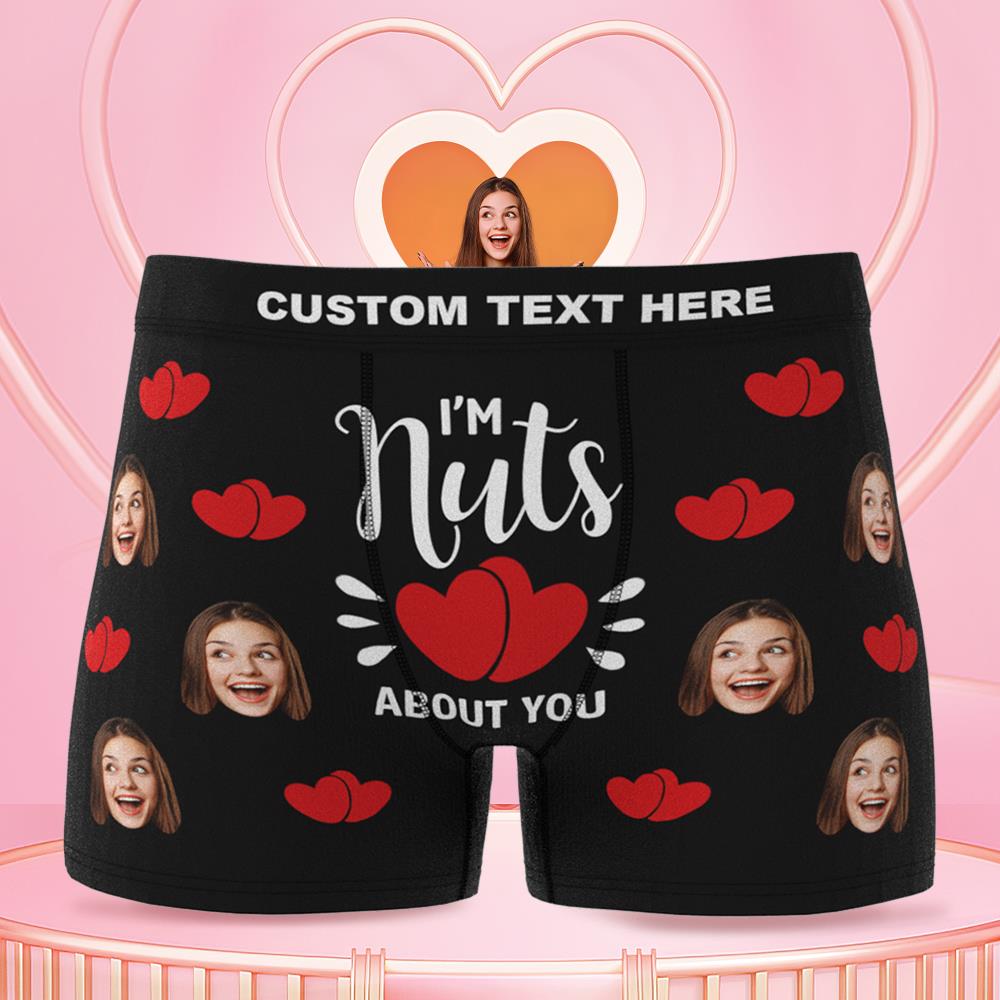 Personalised Photo Boxer 3D Online Preview Girlfriend's Face - I'm Nuts about You