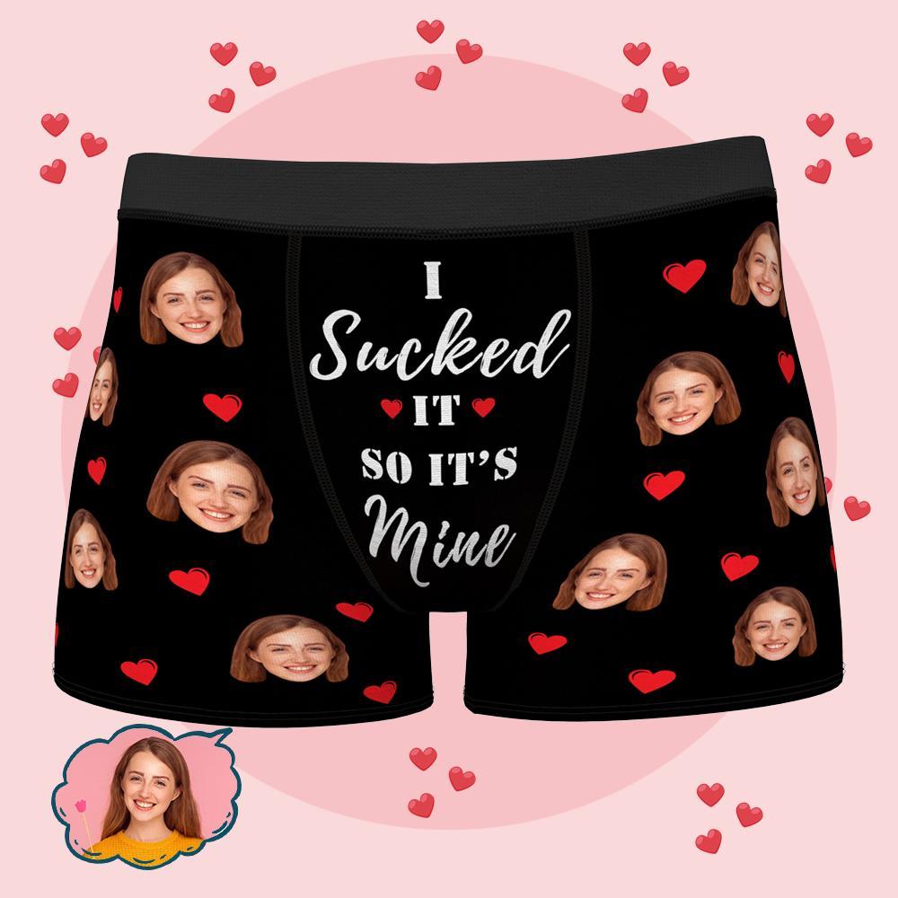 Personalised Funny Face Custom Waistband Text Boxer-it's Mine Gift For