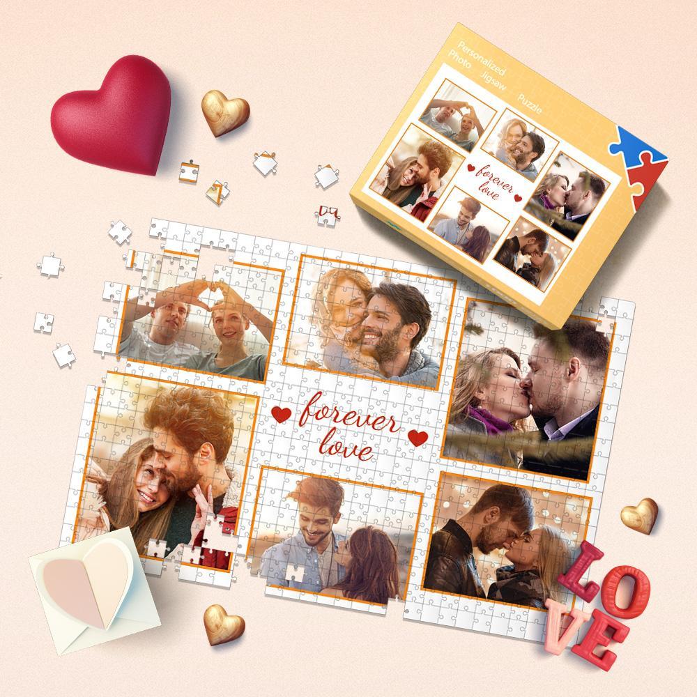 Custom Collage Puzzle Name&Photo on Jigsaw Puzzle Love Forever Best Gift