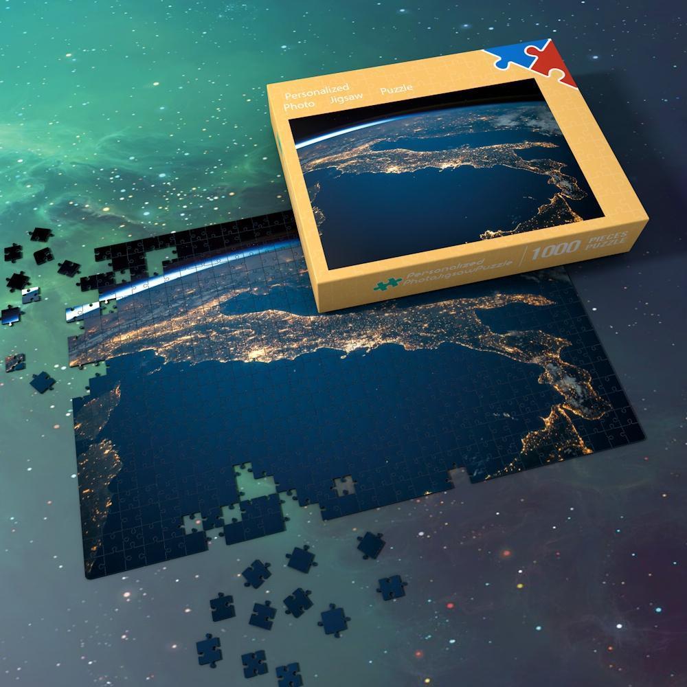 Space Jigsaw Puzzle Universe Best Gifts For Family - Shining Lights On The Earth's Surface