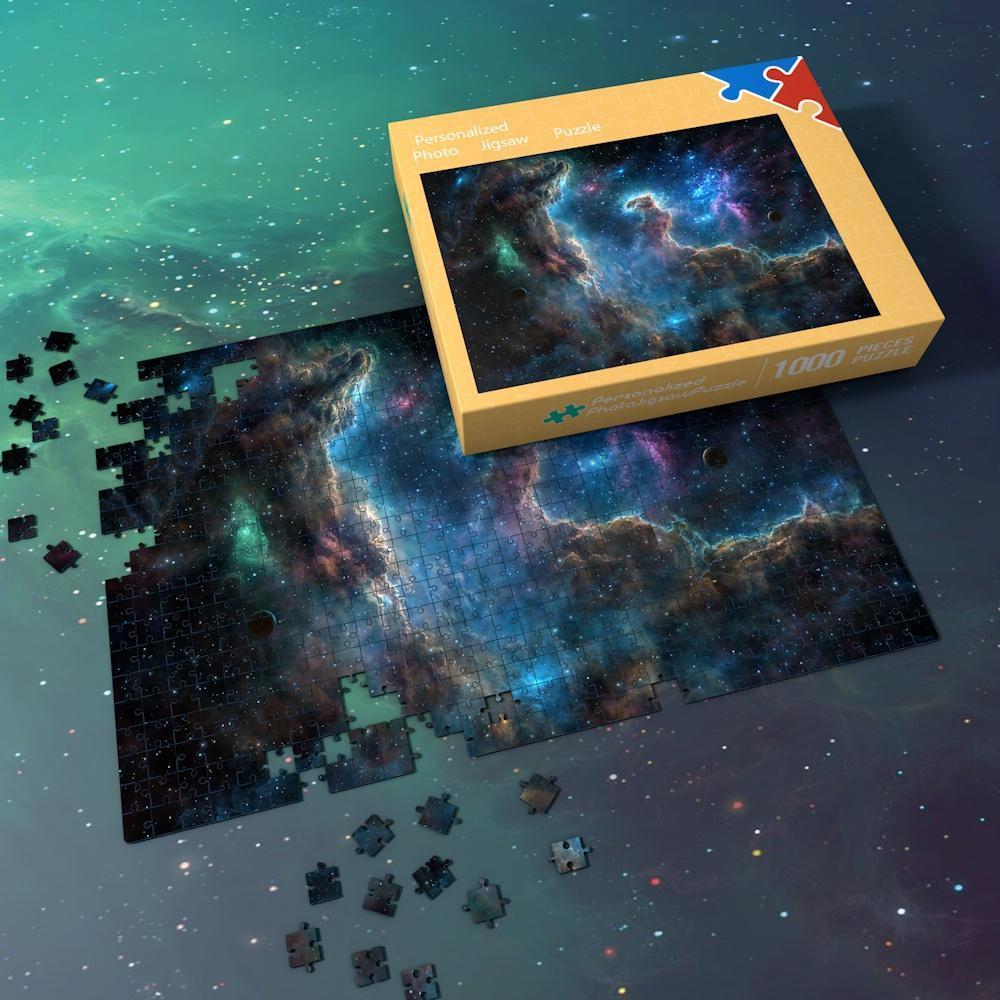 Space Themed Jigsaw Puzzle Starry Sky For Adults And Kids - Blue-purple Nebula