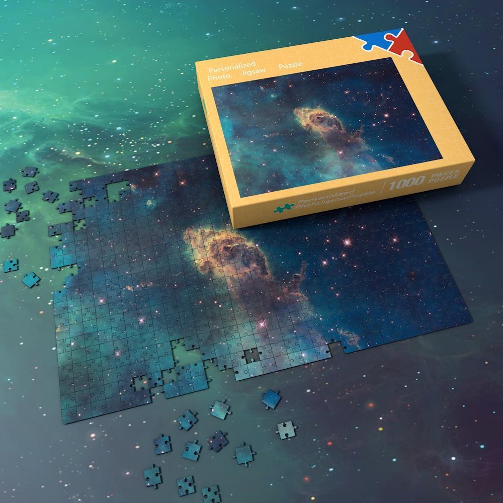 Space Themed Jigsaw Puzzle Best Gifts For Family And Friends - Earthy Yellow Nebula