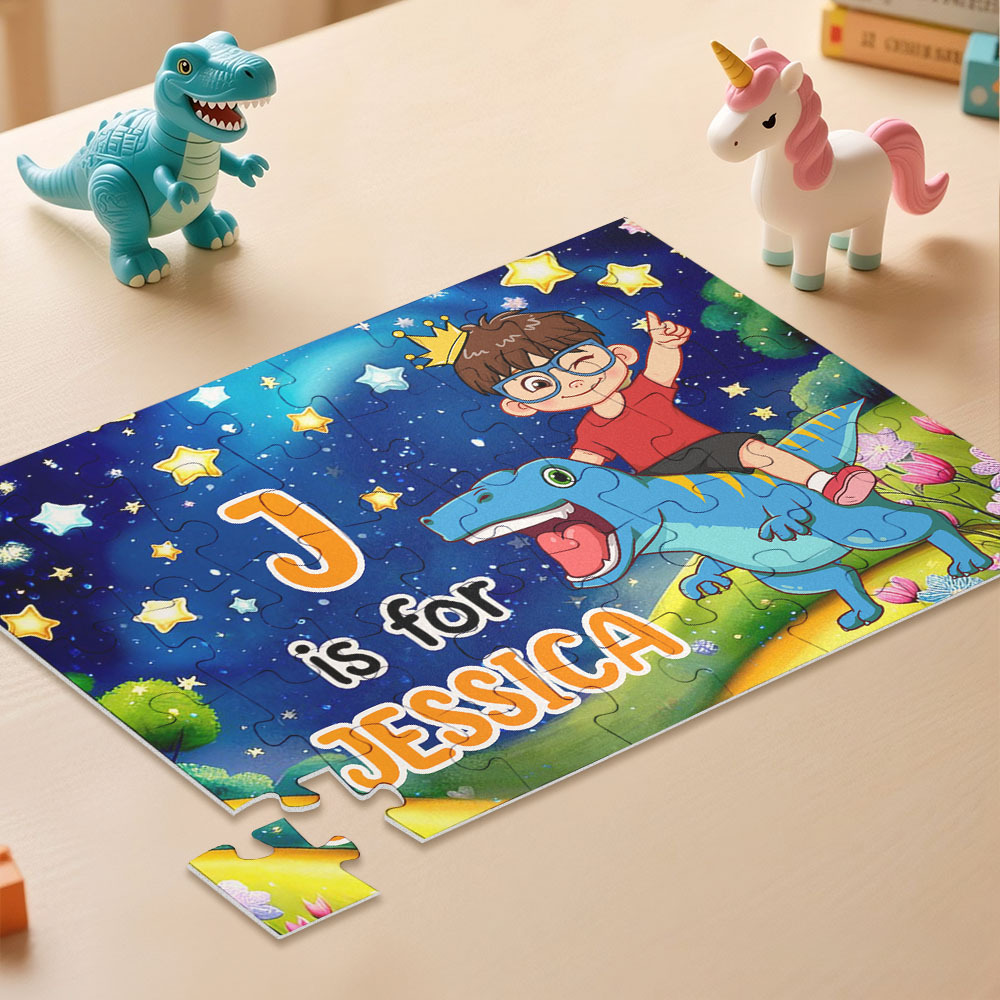 Personalized Jigsaw Puzzle Gift for Grandkid & Kids Custom Name with Multiple Unicorn & Dinosaur Style Back to School Gift for Kids & Grandson - MyJigsawPuzzleAu