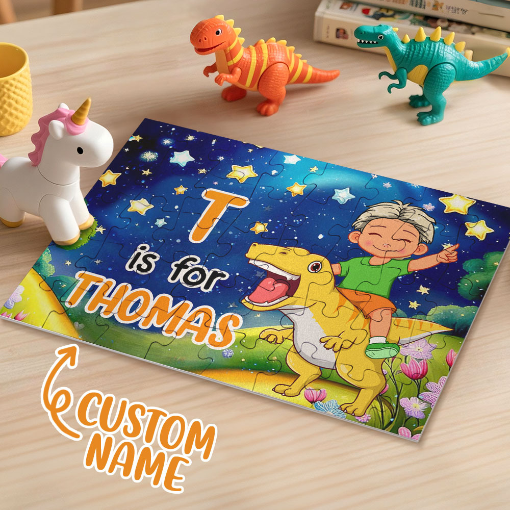 Personalized Jigsaw Puzzle Gift for Grandkid & Kids Custom Name with Multiple Unicorn & Dinosaur Style Back to School Gift for Kids & Grandson - MyJigsawPuzzleAu