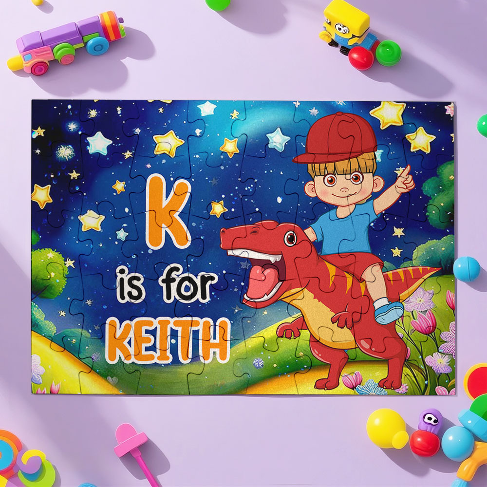 Personalized Jigsaw Puzzle Gift for Grandkid & Kids Custom Name with Multiple Unicorn & Dinosaur Style Back to School Gift for Kids & Grandson - MyJigsawPuzzleAu