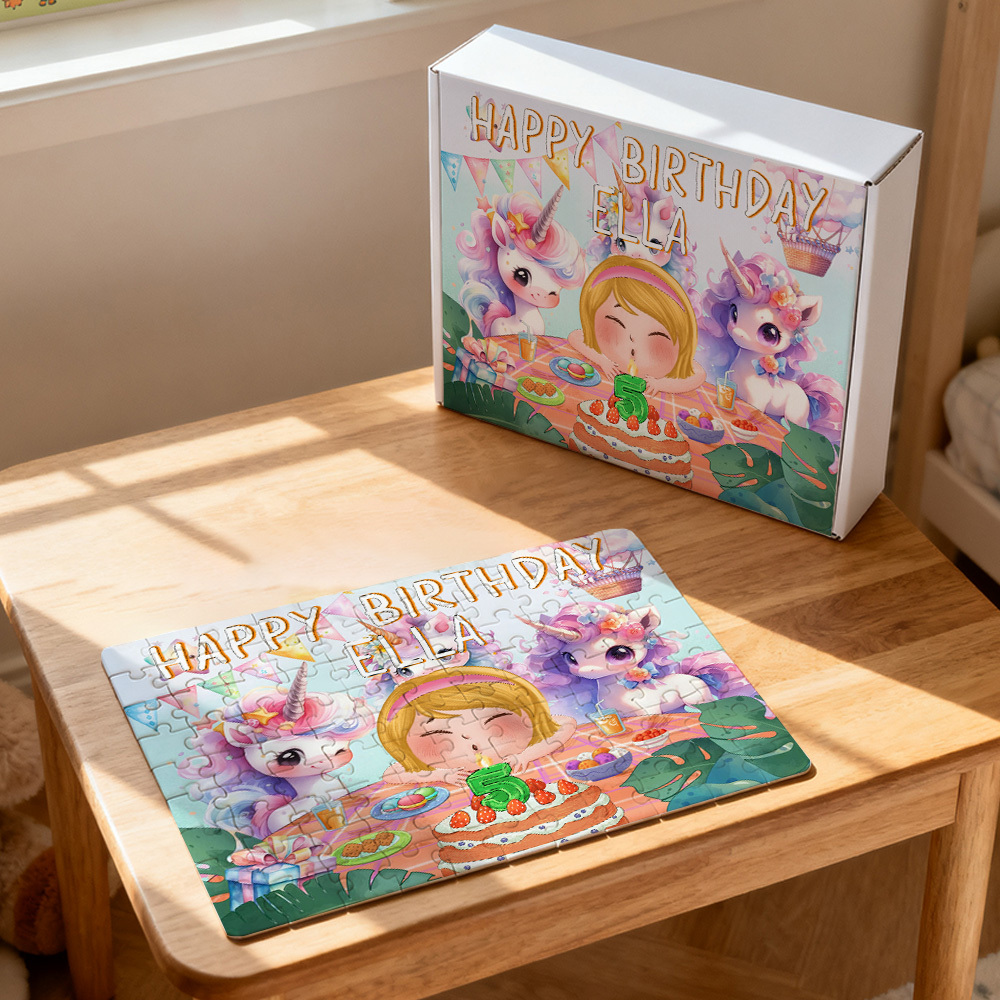 Custom Birthday Jigsaw Puzzle for Kids | Personalized Name & Age Gift with Cute Cartoon Design - MyJigsawPuzzleAu