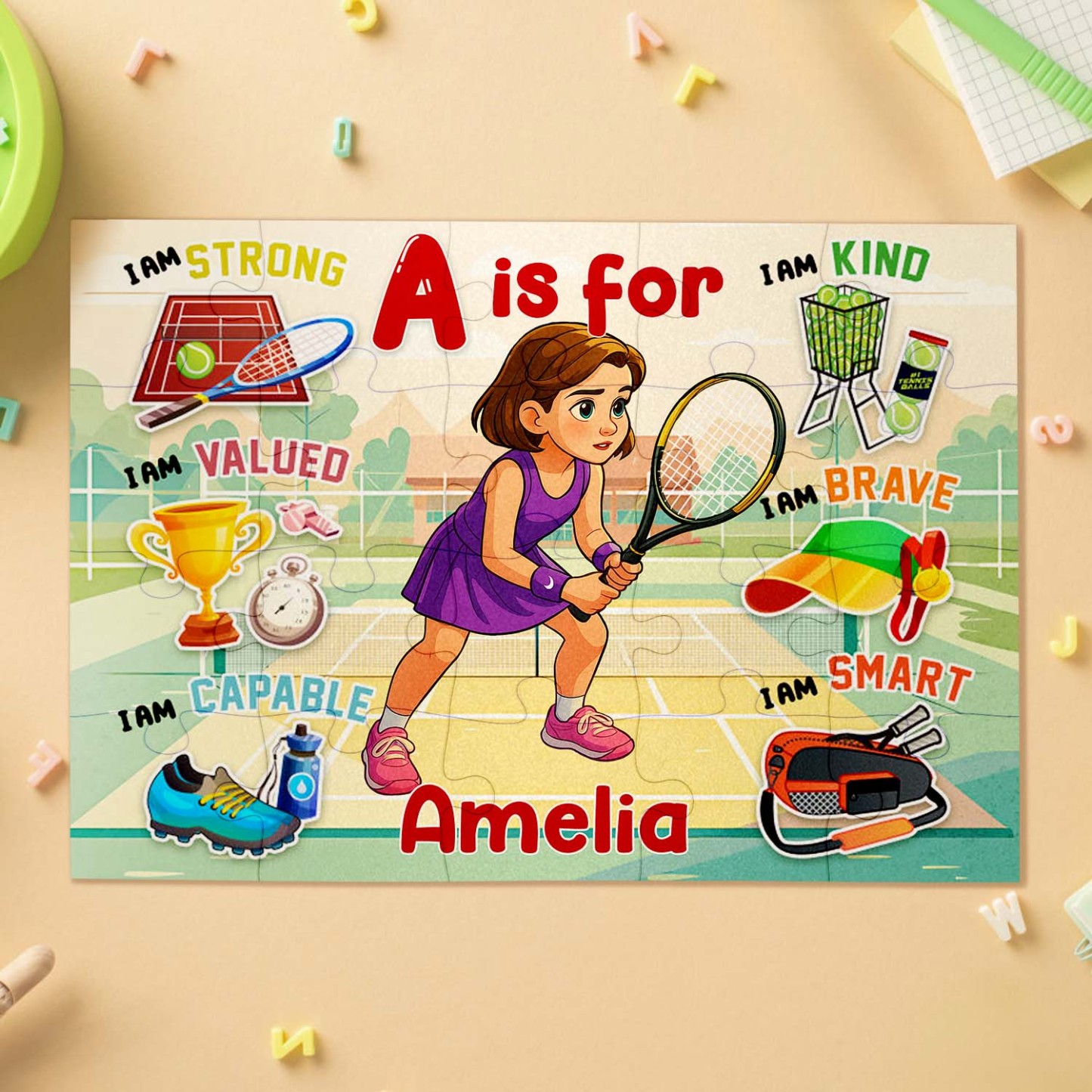 Personalized Cartoon Kids Puzzle Custom Photo & Name Fun Gift for Sports Kids - MyJigsawPuzzleAu