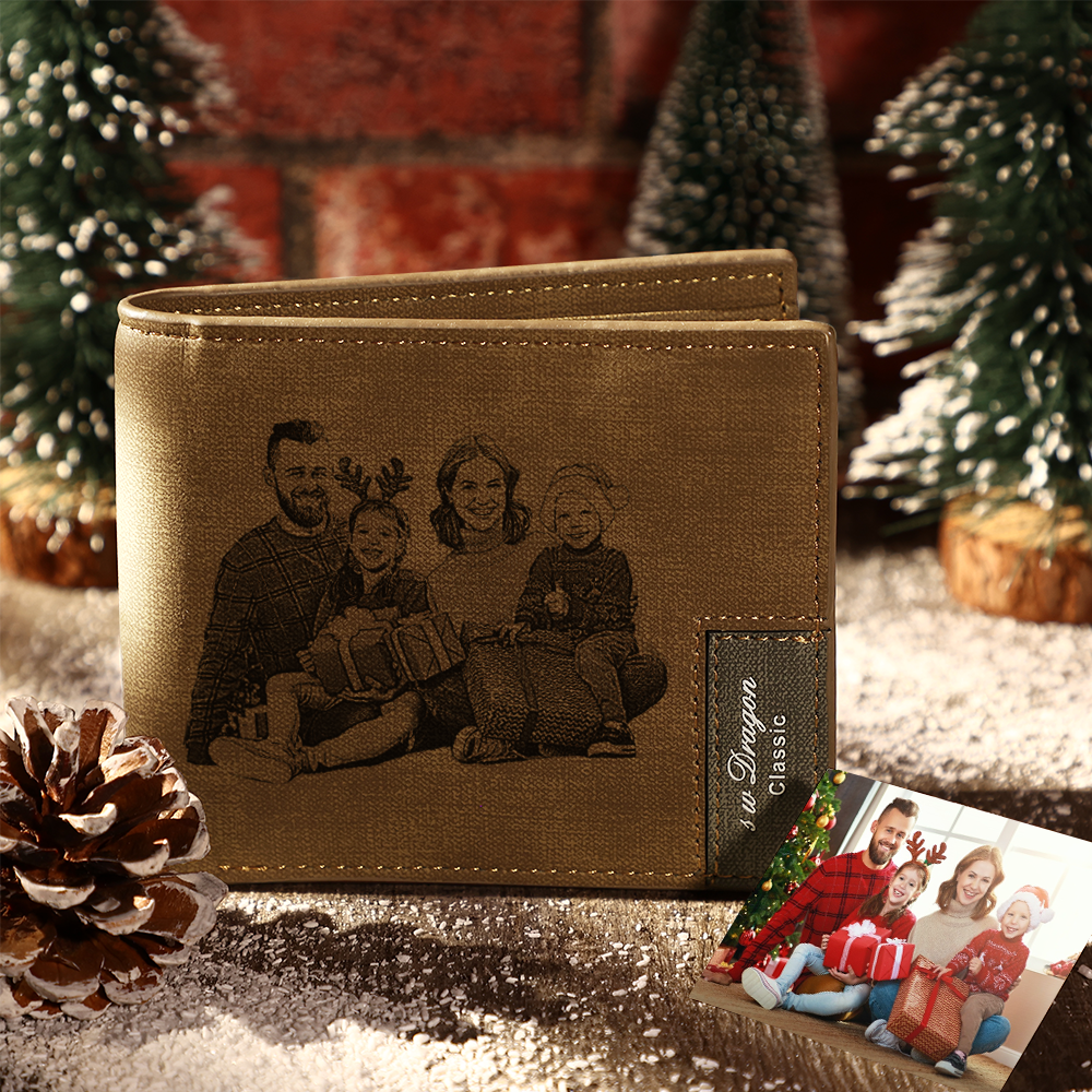 Father's Gifts for Men Custom Photo And Name Wallet My Family Short Style Wallet