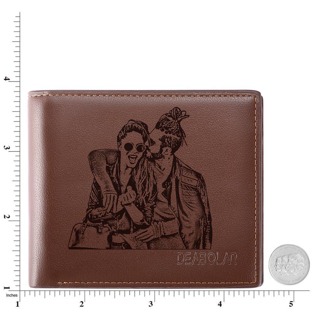 Custom Men's Trifold Photo Wallet Brown Graduation Gifts - MyJigsawPuzzleAu