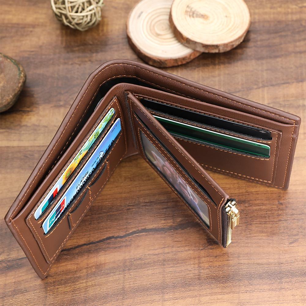 Custom Men's Trifold Photo Wallet Brown Graduation Gifts - MyJigsawPuzzleAu