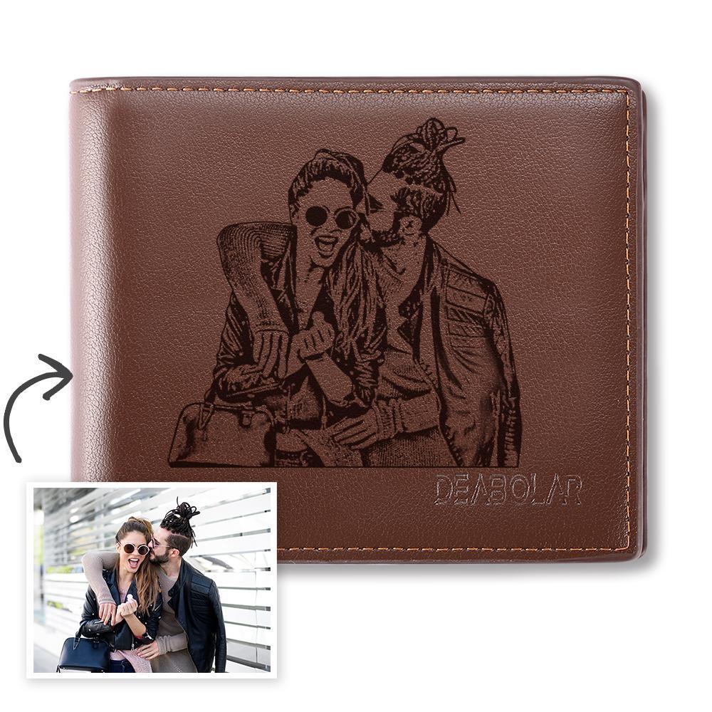 Custom Men's Trifold Photo Wallet Brown Graduation Gifts - MyJigsawPuzzleAu