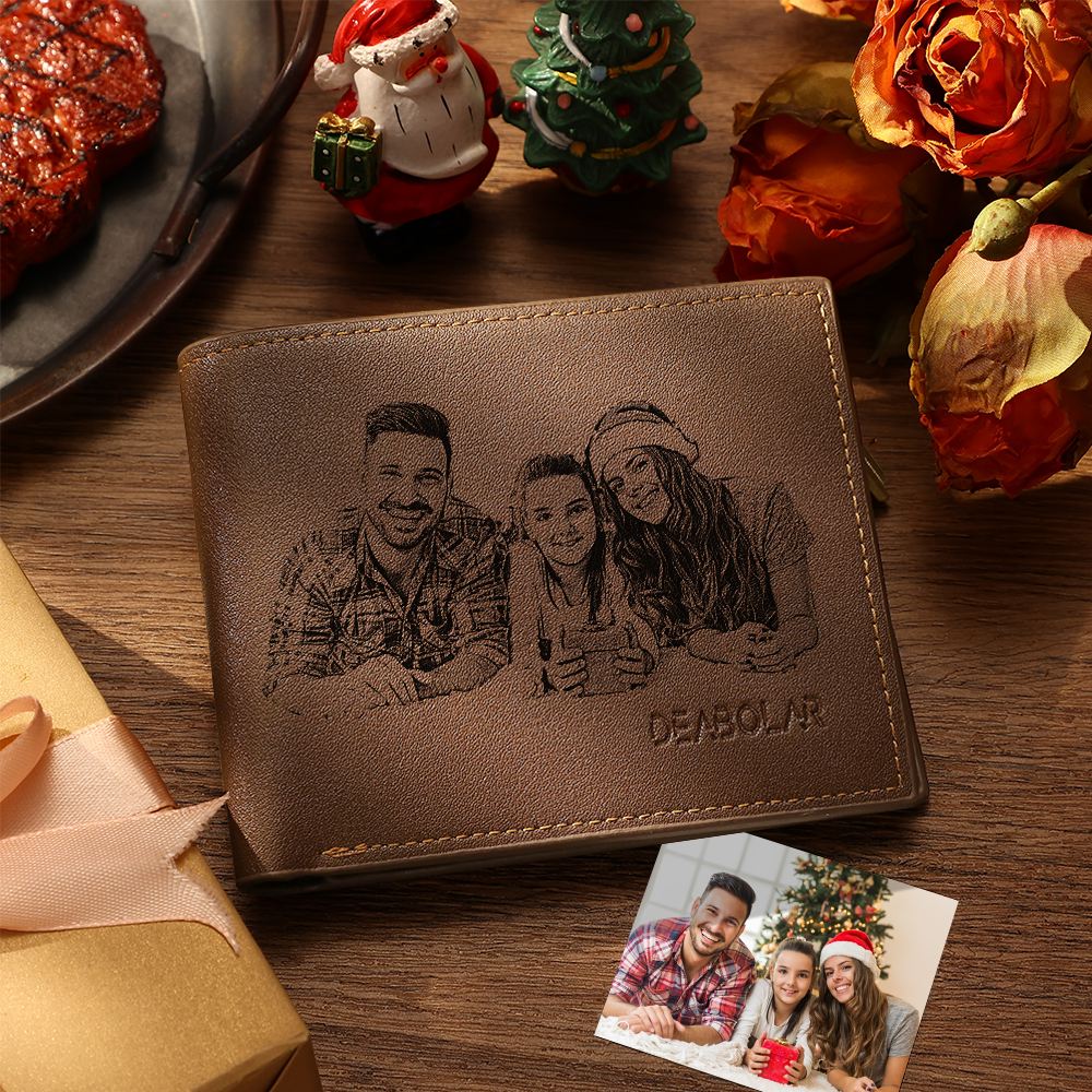 Trifold Custom Photo And Name Wallet Brown Wallet