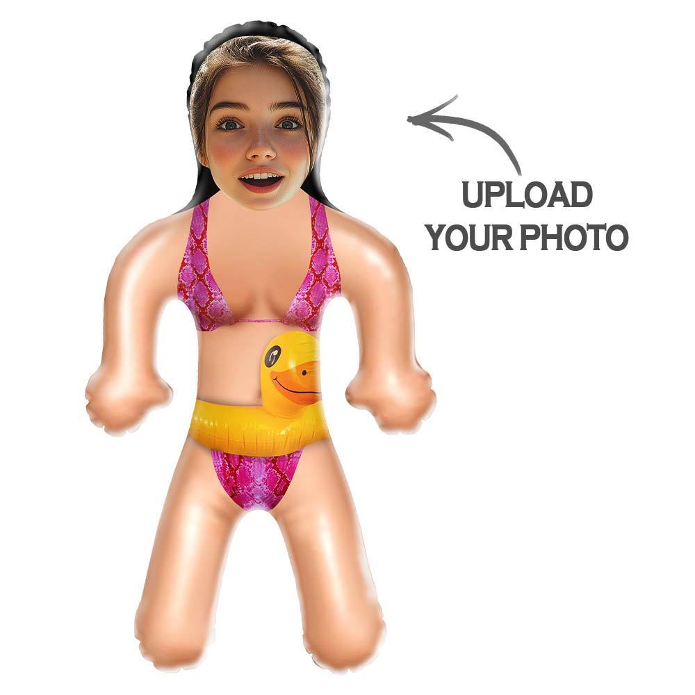 Custom Blow Up Dolls Bikini Girl with Rubber Duck Personalized Fun Beach Gift - MyJigsawPuzzleAu