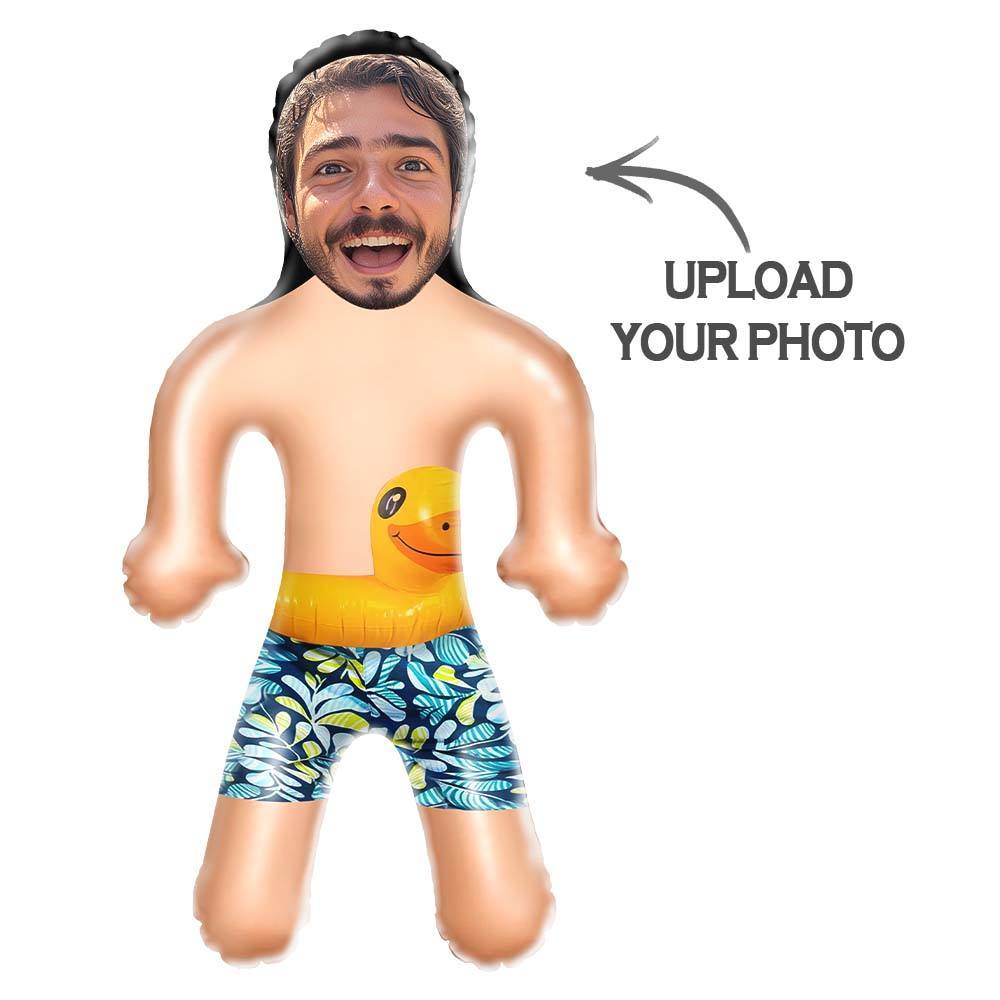 Custom Blow Up Dolls Swim Shorts Boy with Rubber Duck Personalized Fun Beach Gift - MyJigsawPuzzleAu