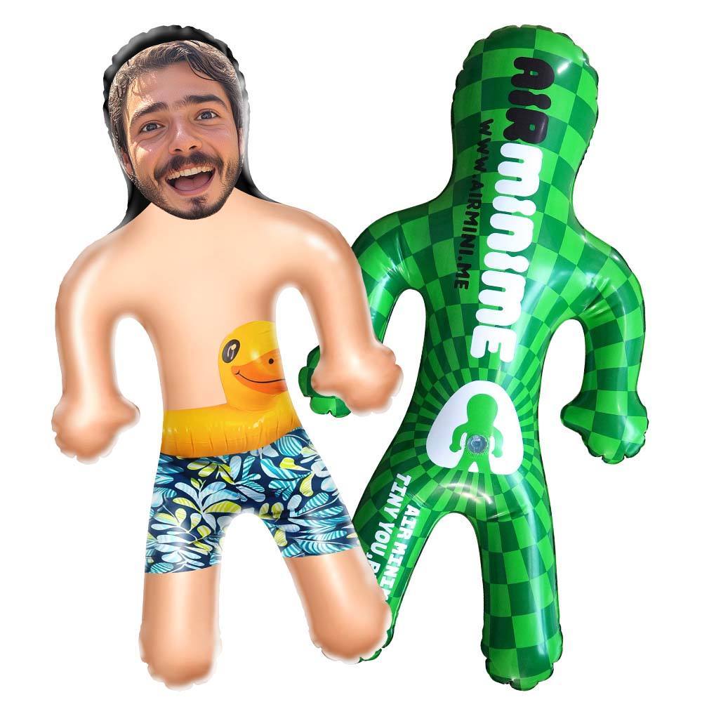 Custom Blow Up Dolls Swim Shorts Boy with Rubber Duck Personalized Fun Beach Gift - MyJigsawPuzzleAu